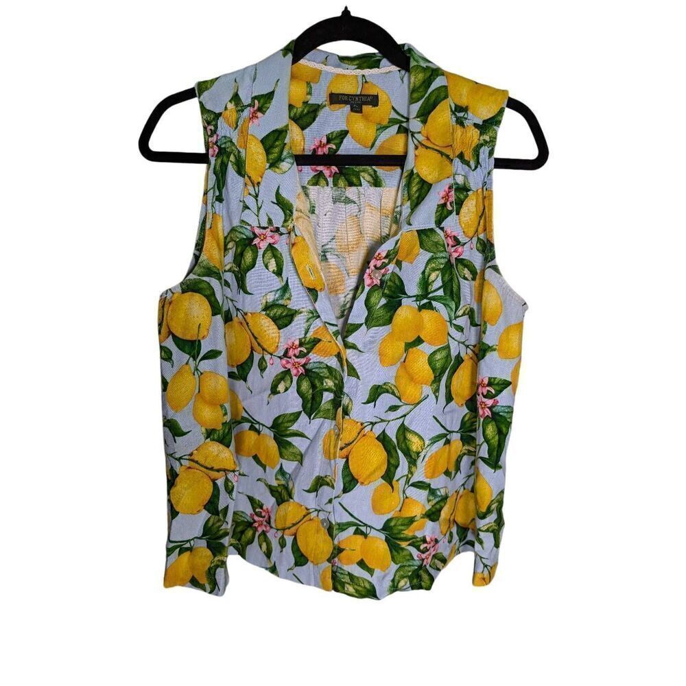 FOR CYNTHIA | Lemon Button Down Sleeveless Top MP